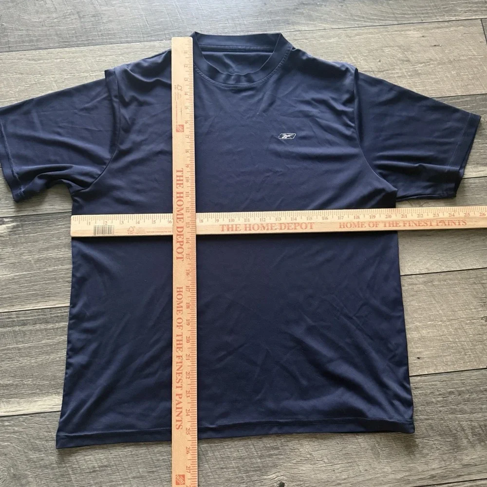 Vintage Reebok T-Shirt Mens XL Navy Blue Short Sleeve Athletic Workout Tee Y2K